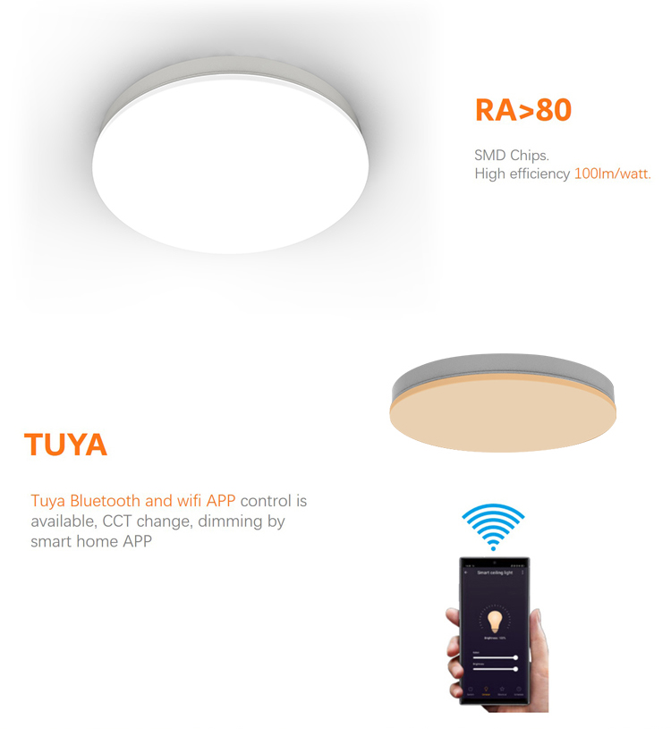 15W 28W Round Sensor Ceiling Light IP54 Dimmable Motion Activated Ceiling Light