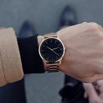 Rose Gold Mens Stainless Steel Watches With White Dial Custom Logo