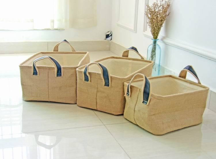 Waterproof Jute Collapsible Foldable Laundry Basket washing basket