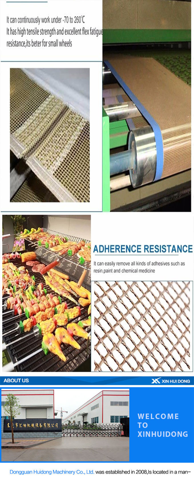 Oven Liner Baking Mat Incline Conveyor Belt Lightweight 0.7 Mm Thickness