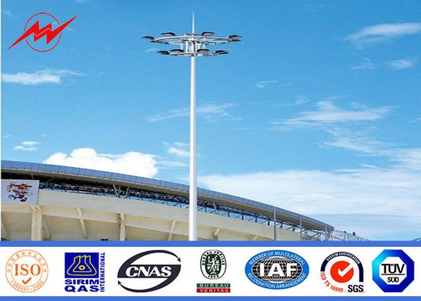 Gr65 Steel Tubular Pole High Mast Light Pole Single Double / Triple Arm For