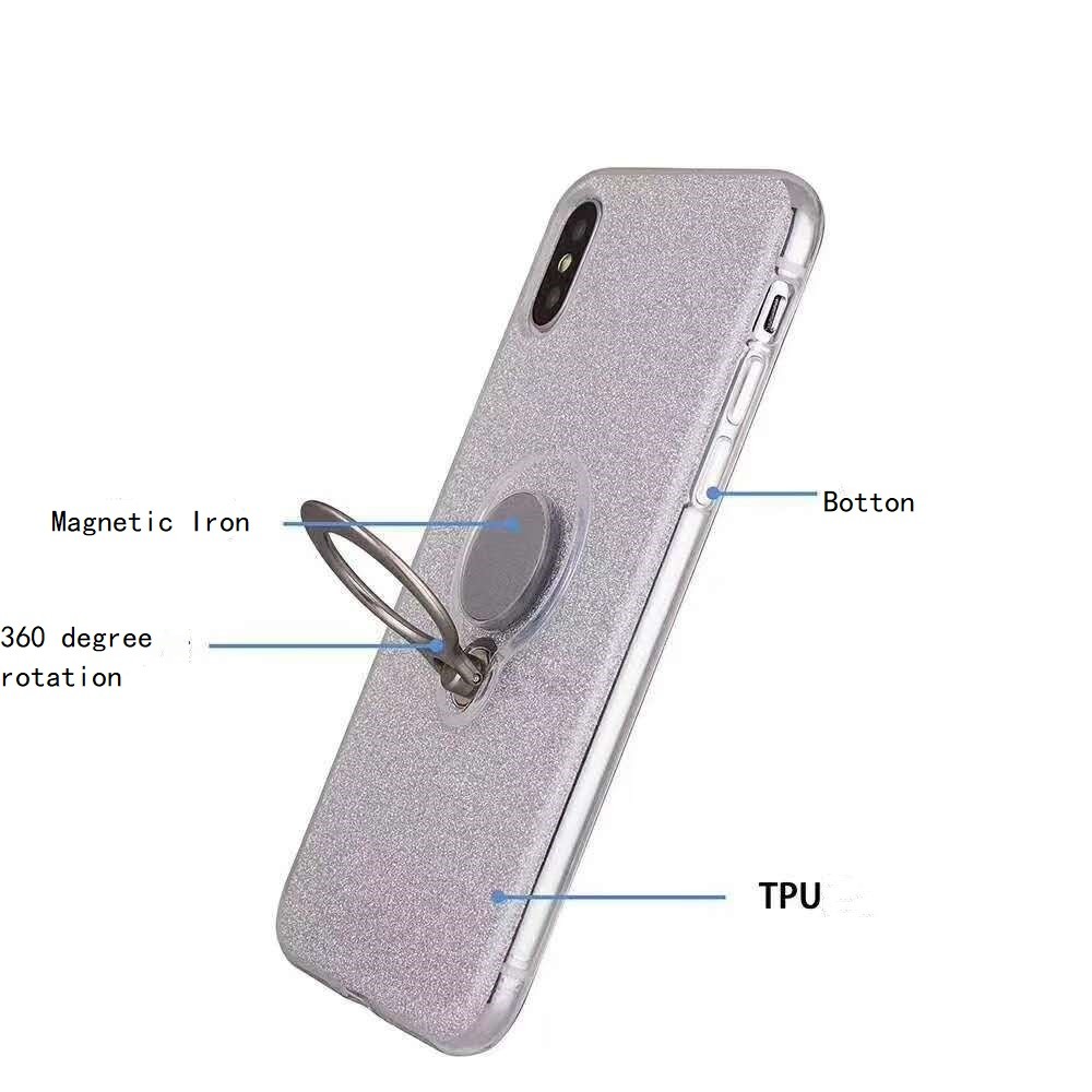 Color Glitter Ring Magnetic Car Mount Holder Soft TPU Case Back Cover For Samsung A6 Plus/J8 2018/A9 STAR lite J7Prime