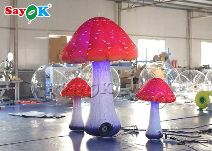 Waterproof 2m Blow Up Mushroom With Air Blower For Stage Decoration