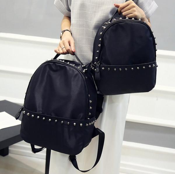 Rivet new Korean women shoulder bag nylon oxford fabric with leather travel bag