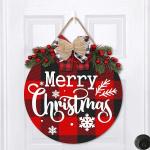 30cm Rustic Wooden Merry Christmas Wreath Merry Christmas Buffalo Plaid