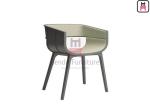 Modern Bowed Bentwood Wood Restaurant Chairs Upholstered Leather With Armrest