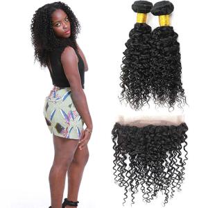 Wholesale Raw Double Weft Brazilian Curly 360 Frontal Closure Water Wave Human Virgin Hair from china suppliers