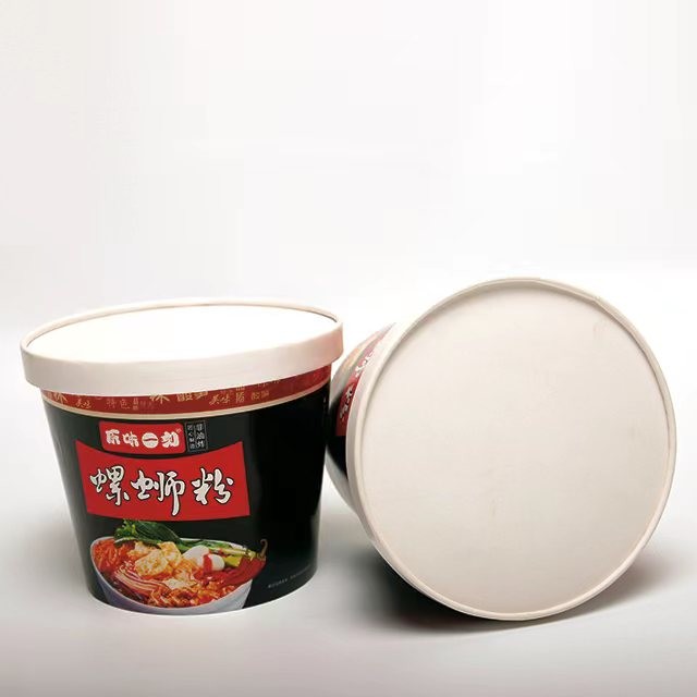 Custom Printed Noodle Paper Cup 32oz Disposable Food Packaging Bowl With Lid