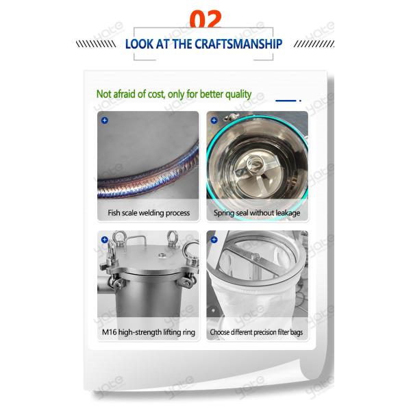 Stainless Steel 304/316 Bag Filter Housing for Industrial Liquid Filtration
