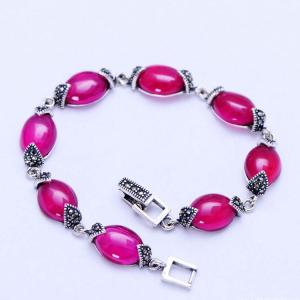 Wholesale Thai Vintage Sterling Silver Pink Cubic Zircoina Tennis Bracelet (XH055793W) from china suppliers