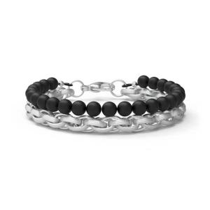 Wholesale Fashion Man Stainless Steel Jewelry Set Beaded Necklace Lock Shaped Bracelet from china suppliers