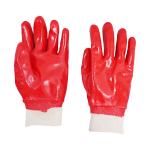 Red PVC Work Gloves Waterproof Safety Gloves Liner PVC Coated Chemical Resistant