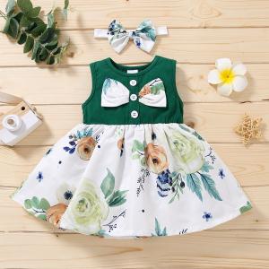 Wholesale Green Stitching Patchwork Shirt Dress 43in Cotton Summer Dresses Sleeveless from china suppliers