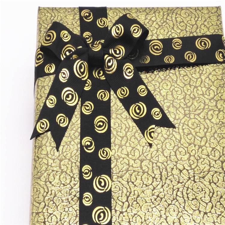 Golden Printing Decorative Ribbon Bow Black Color With Adhesive Tape