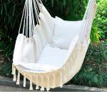 White Macrame Tassel Hanging Hammock Chair For Bedroom Swinging Chair Indoor