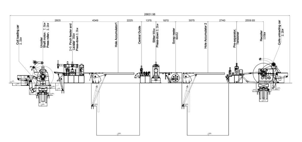 Light Gauge High Speed Precision Slitting Line 0.3-3 X 1250