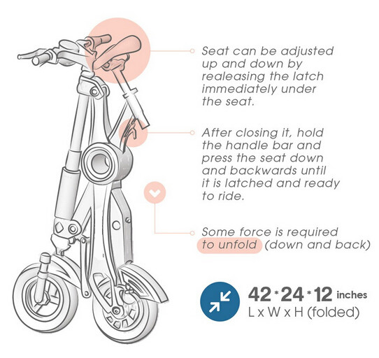 Light Weight Foldable Electric Bicycle with Seat , Electric Bike Kit Lithium Battery