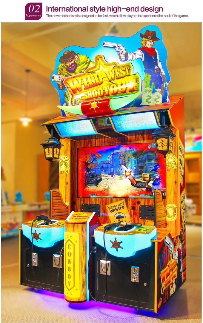 2 players Wild West cowboy shooting machine, gun shooting simulator video game