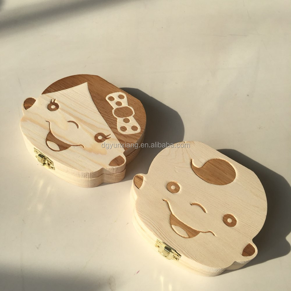 Amazon hot sale Wooden Baby Tooth Box and Tooth Holder with gift packing box