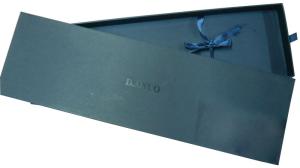 Wholesale 1000gsm cardboard men's tie box, Navy recycle paper, ribbon handle and closure from china suppliers