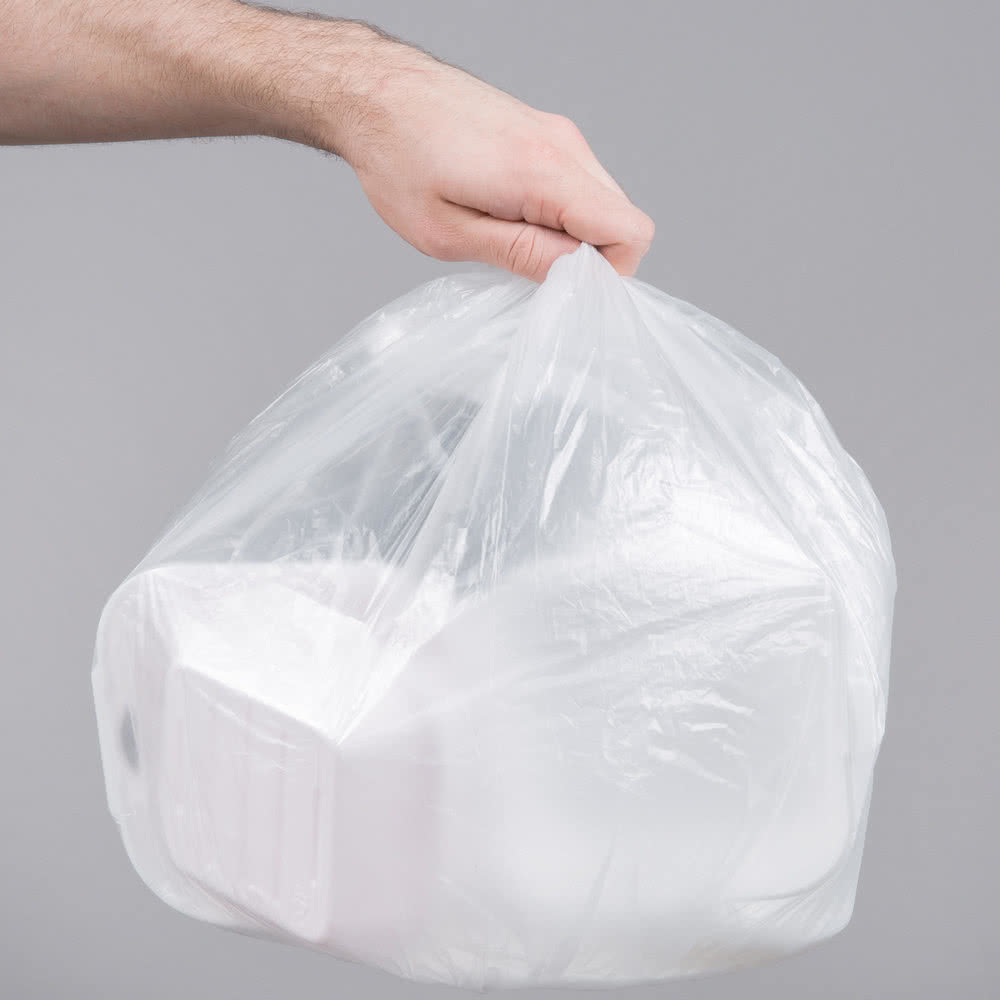 7 Gallon 6 Micron 20" x 22" Plastic Garbage Bags, HDPE Material White Colour