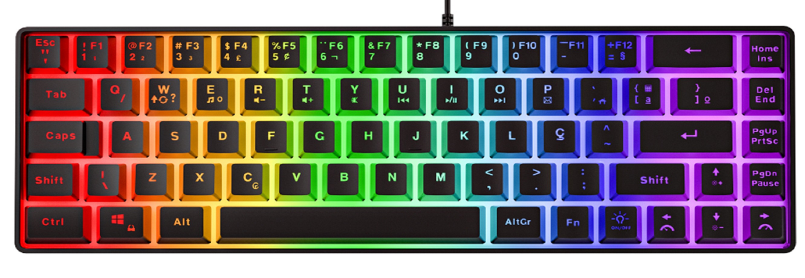 79-Key RGB Gaming Keyboard Customizable Keys Rainbow Backlit USB Plug-Play
