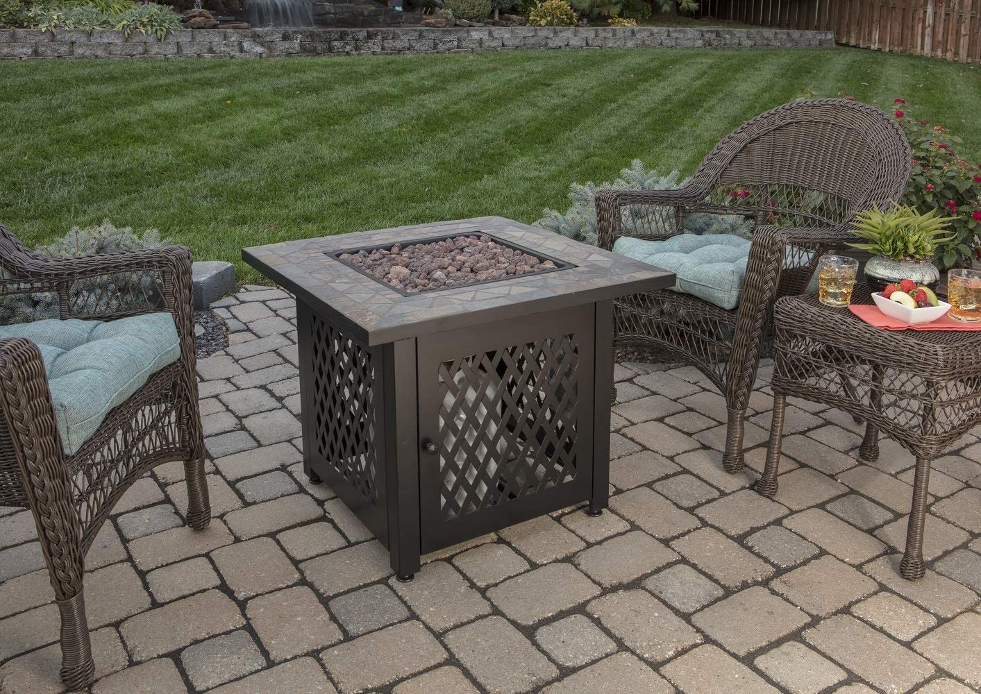Metal Square Propane Fire Pit Table Modern Smokeless 30 Inch