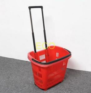 Wholesale Polypropylene Supermarket Plastic Handy Shopping Basket With Wheels SGS ISO9002 from china suppliers
