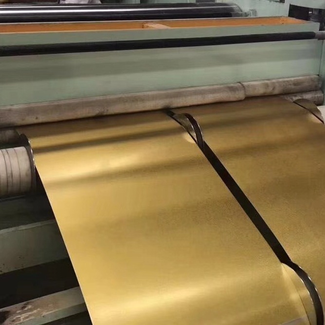 Golden Color Anti-finger print AFP AZ70 GL Galvalume 55% ALU-ZINC Steel Coils chromated 6+ regular spangle g550 full har