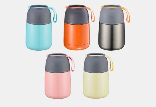 Thermos Vacuum Insulated Stainless Steel Food Jar With Folding Spoon Multi