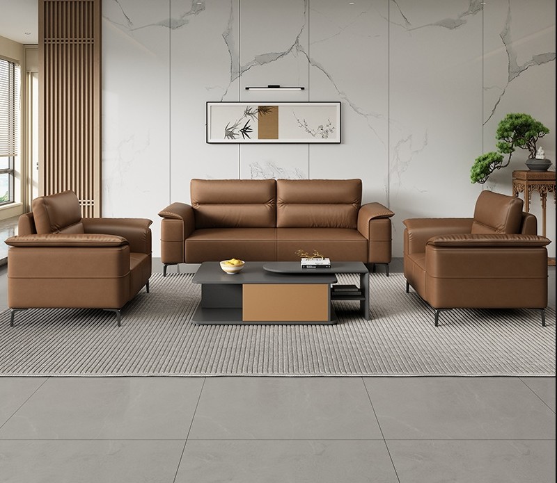 Luxury Leather Sofa Italian Sectional Sofa Office Room Hall Waiting Couch Office Furniture Commercial Office Reception Sofa Set