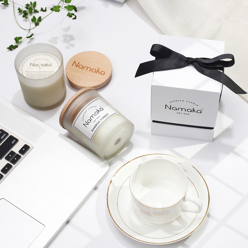 Embossed Logo Ribbon Cardboard Candle Subscription Box Luxury Gift Packaging