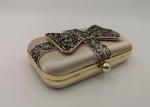 Crystal Bow Satin Box Clutch Bag , Hardcase Metal Patent Clutch Bag