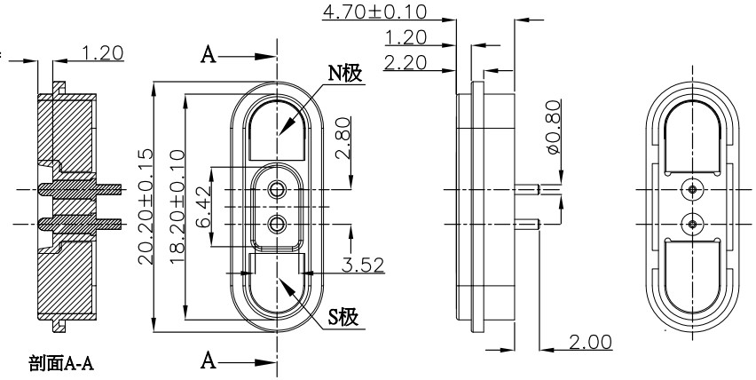 DIP Magnetic Connector 2 Pin Customized Magnetic Pogo Pin Connectors 3A