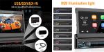 7 Color RGB Light Single Din Car Radio 7 Inch Single Din Retractable Touch