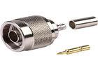 Brass RF Coaxial Connectors For RG58 Cable , Straight Crimp Connector N Male