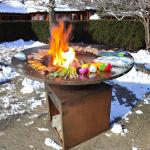 Multi Function Outdoor Charcoal Smoker Steel BBQ Grill In Corten Steel