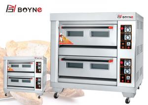 China Commercial Gas Deck Oven Stainless Steel Double Deck Four Trays Bread Baking Oven on sale