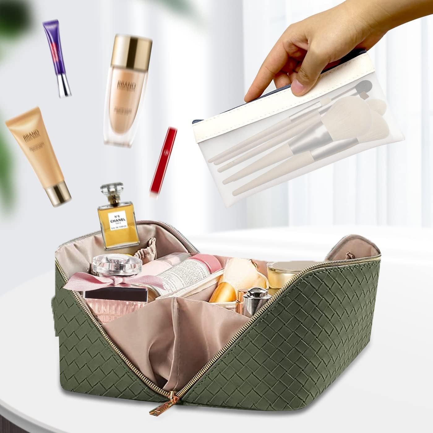 Multi Functional And Waterproof Durable Pu Cosmetic Bag With Zipper