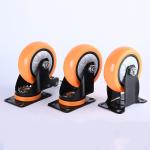 75mm/100mm/125mm Diameter Industrial Furniture Trolley Orange Single Bearing