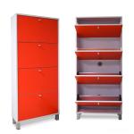 KD Packaging 23KG Red Wooden 4 drawers Mirrored Shoe Cabinet
