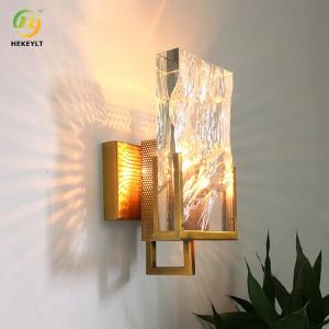 Wholesale Gold Metal Clear Crystal Wall Lamp Nordic Bedroom Ice Cube Decorative from china suppliers