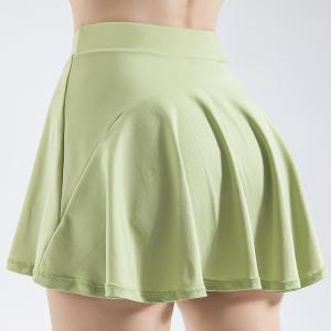 Wholesale green Nylon Womens Tennis Skirt Pants Pleated High Waist Pocket Soft Tennis Wear from china suppliers