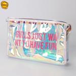 Colorful PVC Holographic Toiletry Bag Clear Plastic Zippered Cosmetic ISO9001