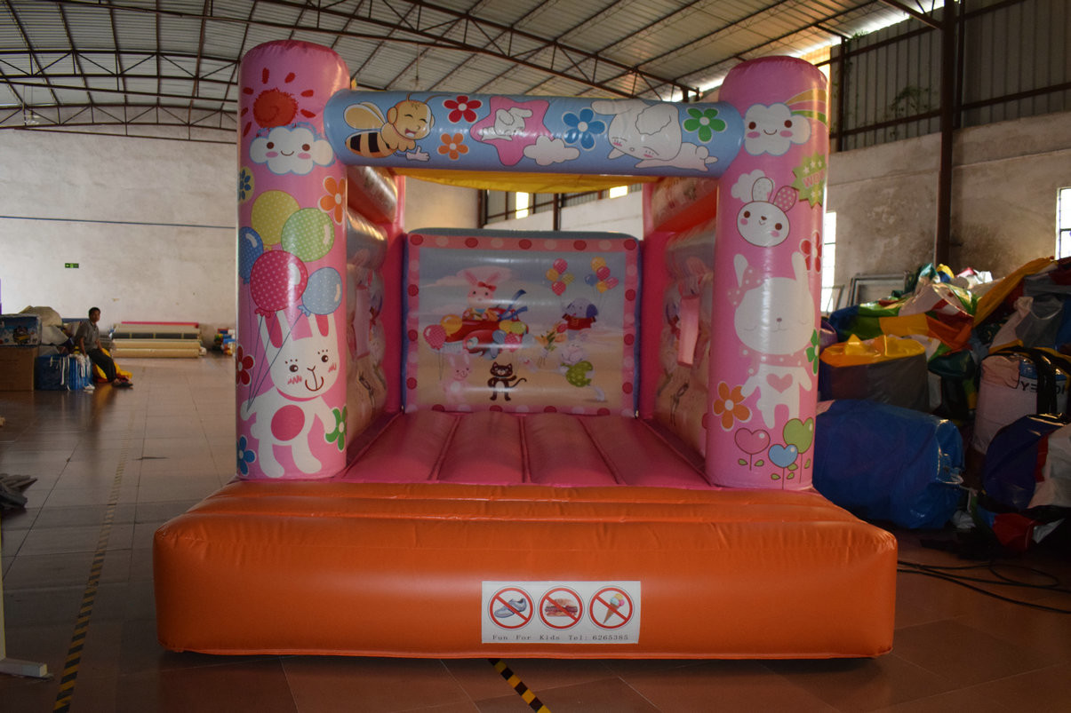 Cute Rabbit Inflatable Jump House 3x4m / Kids Small Bouncy Castle