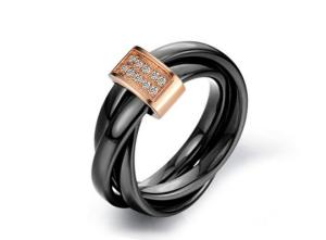 Wholesale Tricyclic diamond ring wrapped around the fingers of black ceramic space from china suppliers