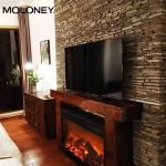 40'' 102cm Wall Insert Recessed Fireplace Fake Charcoal 750-1500W with LED