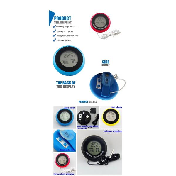TL8050 Round Max Min Memory Function Temperature Sensor Digital Thermometer With Probe