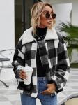 Fashion Fleece Zipper Womens Coats Plaid Flannel Jacket Luxury Coat Casual