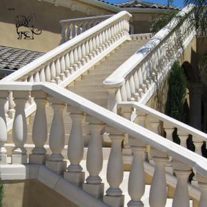 Wholesale BLVE White Marble Stair Handrail Railing Natural Stone Balustrade Villa Balconies Railing Design Modern Art Carving from china suppliers
